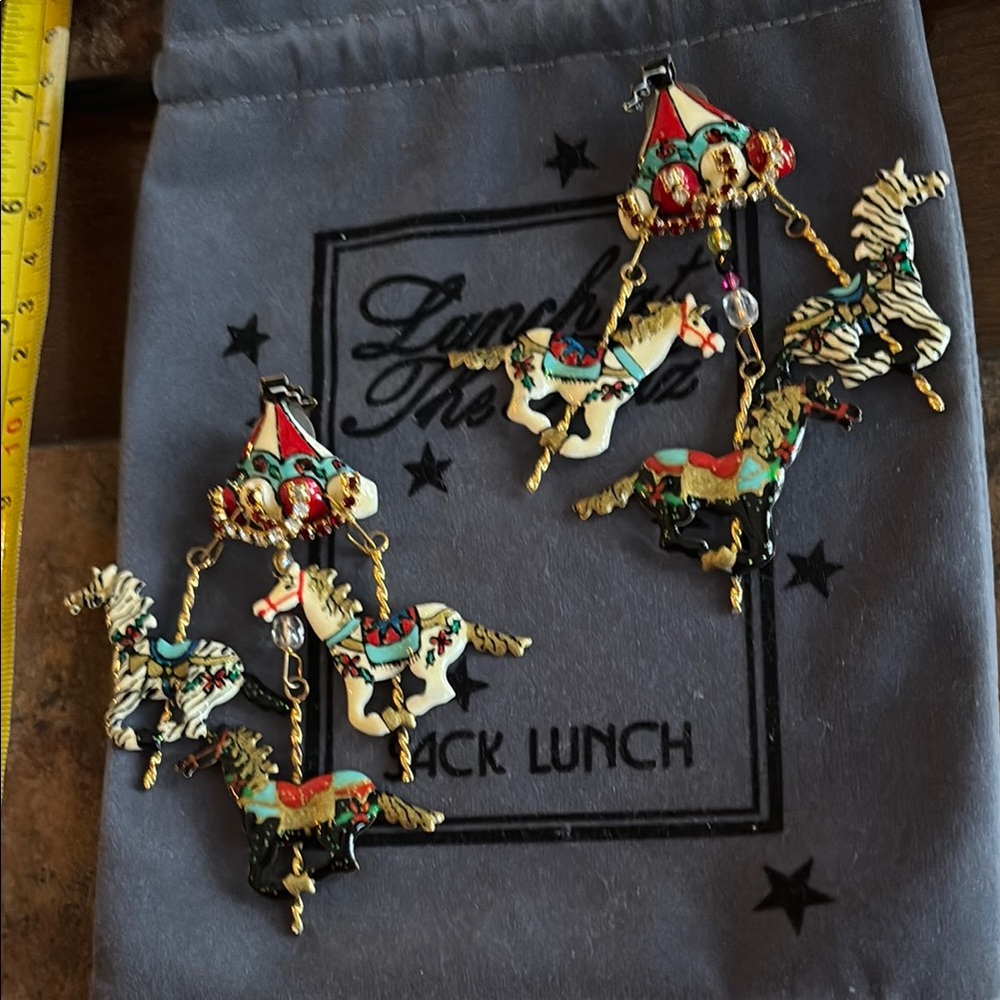 Lunch At The Ritz CAROUSEL HORSES post Earrings - Picture 6 of 12